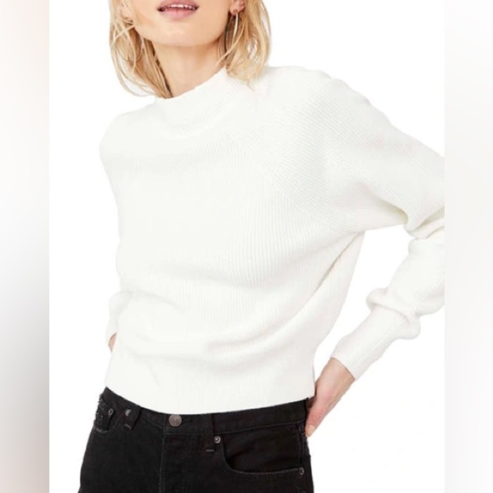 FP Movement by Free People White Mock Neck Ribbed Sweater